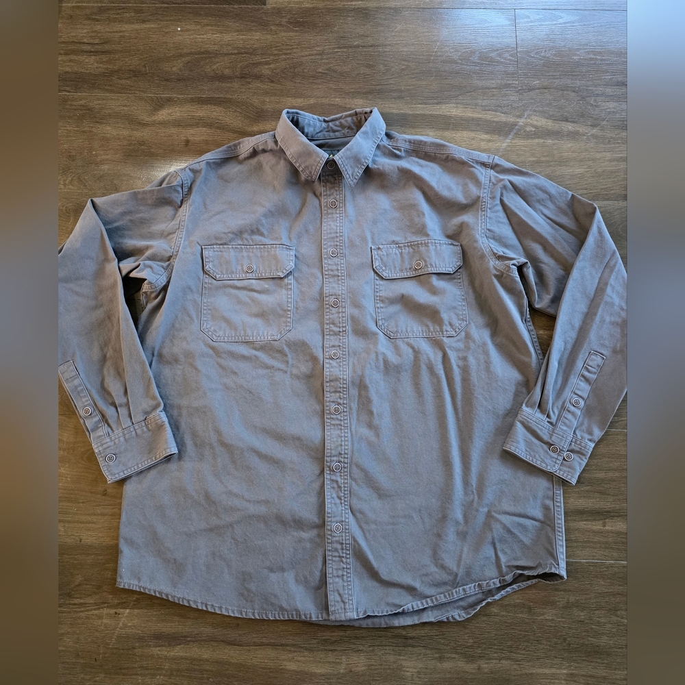 Cabela's Men's Casual Gray Button-Down Shirt Size XL Tall Tg Grand